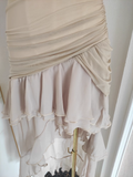 High Low Strapless Champagne Chiffon Ruffles Vacation Dress Women Dresses SD141