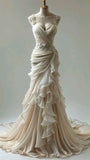 Mermaid Sweetheart Chiffon Lace Long Wedding Dress SD1529