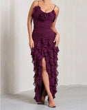 Mermaid Spaghetti Straps Ankle Length Chiffon Evening Dress Prom Dresses SD1642