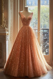 Ball Gown V Neckline Sequin Party Dress Long Prom Dress Evening Dresses SD1749