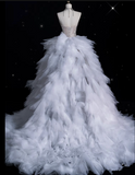 Mermaid Strapless Tulle With Silver Beads Long Wedding Dresses Brides Dress SD1864