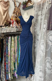 Fashion Mermaid V Neckline Navy Blue Floor Length Evening Dress Prom Dresses SD1881