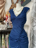 Fashion Mermaid V Neckline Navy Blue Floor Length Evening Dress Prom Dresses SD1881