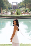 A line Strapless White Chiffon Long Evening Dress Prom Dresses SD2072