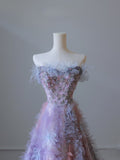 A line Sweetheart Tulle Long Prom Dresses Evening Gowns SD2331